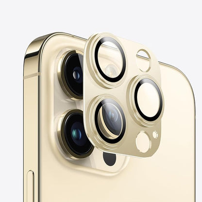 Camera Lens Protector for iPhone 14/15/16 Pro & Pro Max, Tempered Glass Camera Cover Lens Aluminum Alloy Metal matte Case, for iphone 15 pro max camera lens protector, Gold