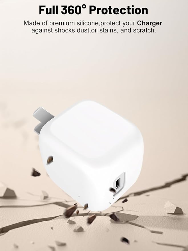 Silicone Protective Case for Belkin 45W USB C Charger Block, Full-Body Protective Cover with Precise Cutouts, Shockproof Dustproof Charging Protector Sleeve & Scratch-Resistant Sleeve (White)
