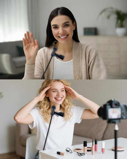 2Pcs Lavalier Microphone Compatible with DJI MIC 1/2 and for Rode Wireless GO II, 3.5mm TRS Plug Omnidirectional Microphone for Streaming Vlog Interview and More, 1.5M
