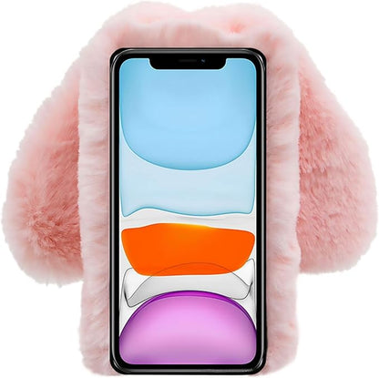 Rabbit Ear Case Compatible with Samsung Galaxy S26+/Plus 5G,Soft Bumper Protective Cover with Crossbody Strap for Kids Girls Women,Pink