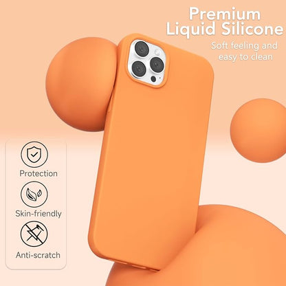 for iPhone 12 Pro Max Case Silicone Compatible with Magsafe Case, Ultra Slim Thin Magnetic Phone Cases Mag Safe, Cute Soft Rubber Gel Matte Plain Wireless Charging Cover for Women, Neon Orange