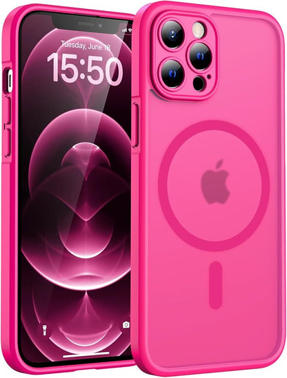 TOCOL for iPhone 12 Pro Max Case, Compatible with Magsafe Charger, Full Camera Protection, Translucent Matte for iPhone 12 Pro Max iPhone Case 6.7 inch (Hot Pink)