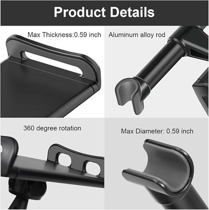 Car Headrest Mount, Adjustable 360 Rotating Tablet Holder for 5.3"-10.2" Devices, Universal Car Backseat Phone Mount for Kids, Fit for iPhone Pro Max, Galaxy Tabs (Black)