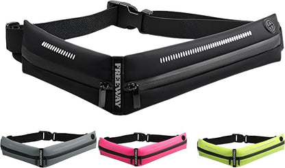 Lightweight Running Belt - for Man and Woman Running Phone Holder, Waist Pack for Workout, Money Belt, Running Gear Accessories (Double, Black) designed for carrying Phone, Keys & Essentials