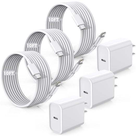 Fast Charger for iPhone 17/16/15 Charger,10FT Extra Long Fast Charging 3Pack Block USB-C to USB C Fast Charging Cable Cord for iPhone Air/17 Pro Max/iPhone 16 Pro/16 Plus/15 Pro Max,iPad Pro/Air/Mini