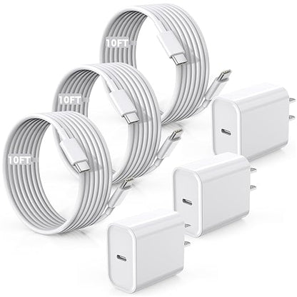 Fast Charger for iPhone 17/16/15 Charger,10FT Extra Long Fast Charging 3Pack Block USB-C to USB C Fast Charging Cable Cord for iPhone Air/17 Pro Max/iPhone 16 Pro/16 Plus/15 Pro Max,iPad Pro/Air/Mini