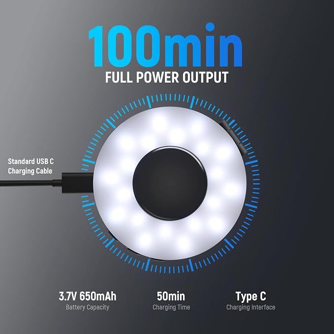 NEEWER ENTRY LEVEL VERSION Magnetic Selfie Light Compatible with MagSafe iPhone, 4 Mode CRI95+ 914lx 1.5W Plastic Folding Small LED Phone Fill Ring Lighting for Recording Makeup Video Conference,NL40R