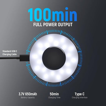 NEEWER ENTRY LEVEL VERSION Magnetic Selfie Light Compatible with MagSafe iPhone, 4 Mode CRI95+ 914lx 1.5W Plastic Folding Small LED Phone Fill Ring Lighting for Recording Makeup Video Conference,NL40R