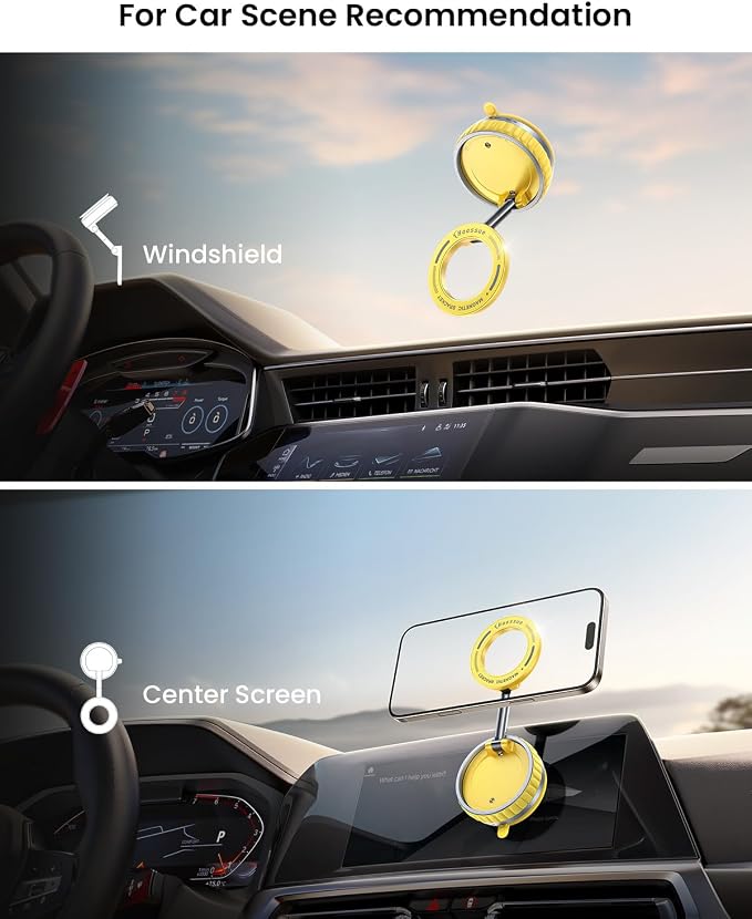 2026 Upgraded Vacuum Suction Cup Phone Mount [24 N55 Stronger Magnets], Vacuum Magnetic Phone Holder Stand [109+LBS Strongest Suction], 360° Adjustable for Your Car/Gym/Mirror