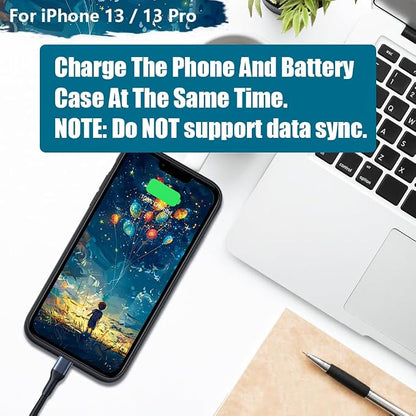 Upgraded Battery Case for iPhone 13/13 Pro, 5000mAh Rechargeable Extended Battery Charging Charger Case, Add 100% Extra Juice (6.1 Inches) Black