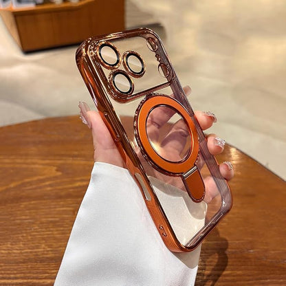 LXK Magnetic for iPhone 17 Pro Max Case with Stand, Compatible with MagSafe, with Camera Protector, Military-Grade Drop Protection Phone Case for iPhone 17 Pro Max, Cosmic Orange