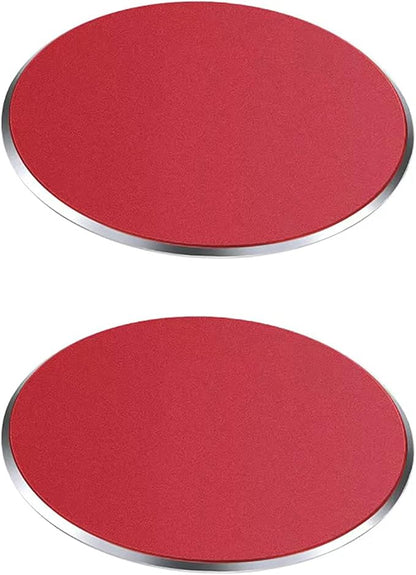 SALEX Replacement Metal Plates Set for Magnetic Car Phone Holders, Wall & Air Vent Mounts, Cases, Magnets. Kit of 2 Matte Red Round Iron Discs Without Holes. 3M Adhesive Backing. Steel Disks 2 Pack.