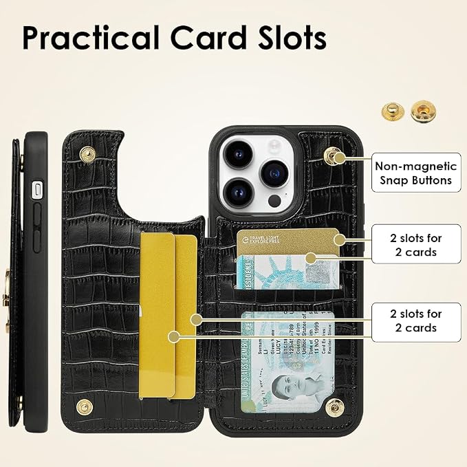 CUSTYPE for iPhone 12 Pro Max Case Wallet with Card Holder, Ring Holder Stand Card Slots Case,Flip Leather Wallet Case with Wallet Protective for iPhone 12Pro max 6.7 "-Black