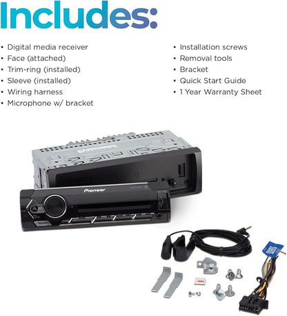 Pioneer MVH-S322BT Bluetooth Car Stereo with USB/AUX Inputs, Smartphone Connectivity, Pioneer Smart Snyc, and Hands-Free Calling for Enhanced in-Car Audio Experience