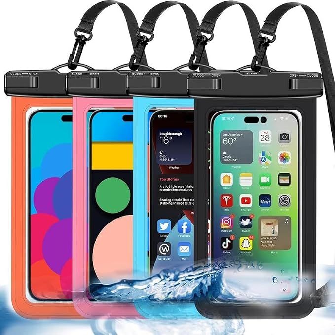 Up to 8.3" 4 Pack Multicolor Universal Waterproof Phone Pouch, Large Phone Waterproof Case Dry Bag