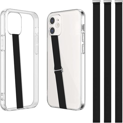 TEAMOLA Silicone Phone Grip Strap - Black 210 Phone Hand Strap Holder with Loop for Cell Phones, iPhone Grip, Finger Holder & Back of Phone Grips, Secure Anti-Slip Grip(3 Packs)