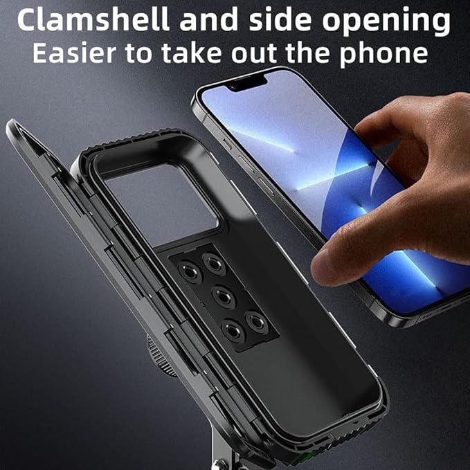 Detachable Motorcycle Waterproof Phone Holder Bike Phone Mount (with Hanging Rope) ，Base for iPhone Series and More 4.0" – 7.0" Cellphone (Rear View Mirror)