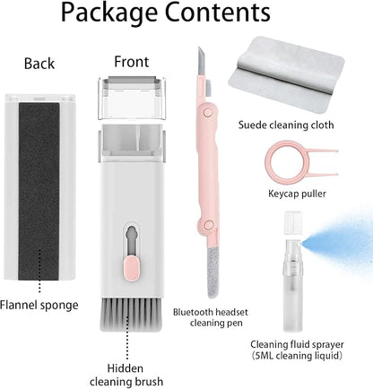 7 in 1 Electronic Cleaner kit - Keyboard Cleaner, Keyboard Cleaning Kit, Laptop Cleaner with Brush, Electronic Cleaner for Laptop/Phone/Computer/Screen (Give Away a Flannel Cloth) Pink