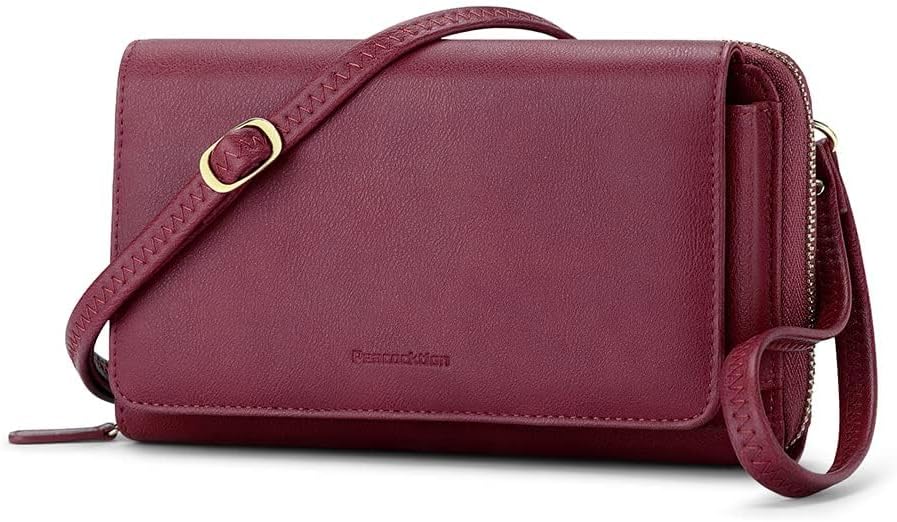 Peacocktion Crossbody Bags for Women RFID Wristlet Wallets Travel Vegan Leather Small Clutch Purses with Phone Pocket Zipper
