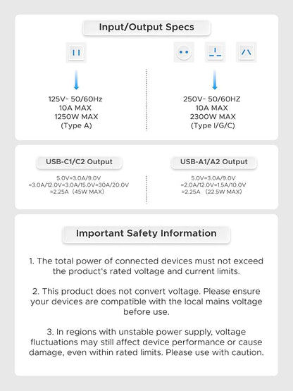 UGREEN 45W Universal Travel Plug Adapter, 6-Port (2 USB-C, 2 USB-A, 2 AC) International Power Adapter, Ultra Thin Power Adapter for 200+ Countries, Worldwide Compact Travel Essentials, Black
