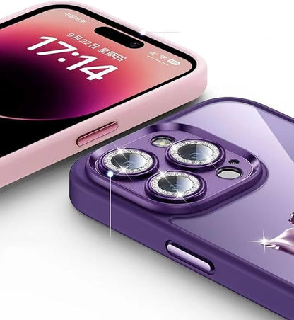 for iPhone 17 Pro Fairy Rose Clear Case,Cute Flower Floral with Glitter Bling Sparkly Camera Lens Protector TPU Bumper Shockproof Women Girls Slim Protective Case for iPhone 17Pro 6.3",Purple