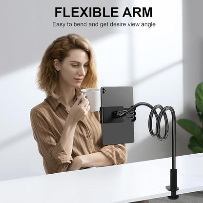 Gooseneck Phone Holder-Cell Phone iPad Stand with 39inch Flexible Long Lazy Arm, 360° Adjustable, Clamp Mount Stand for Desk, Bed, Office, Kitchen-for iPhone, All 4‘’-11" Smartphone and Tablets