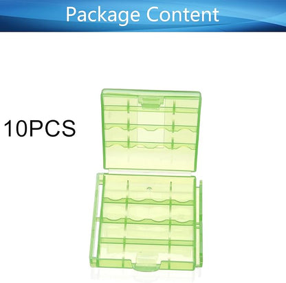 Heyiarbeit Battery Storage Case Holder Box for 4 AA Batteries or 5 AAA Batteries, Green Color (10 Pack)