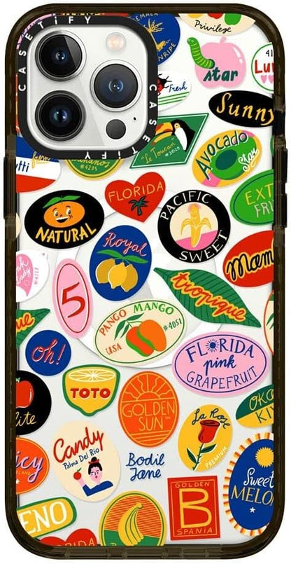 CASETiFY Impact Case for iPhone 13 Pro Max with Magsafe - Fruit Stickers - Clear Black