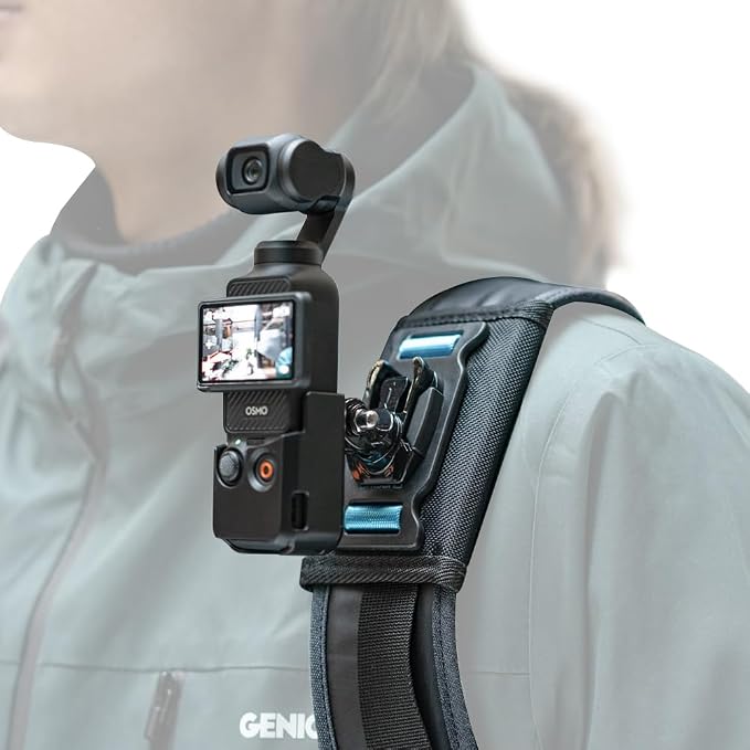 Osmo Pocket 3 Backpack Strap Mount with Extended Border, 360° Rotatable Backpack Bag Belt Shoulder Strap Mount Compatible with DJI Osmo Pocket 3 and More Action Cameras (B-P3)