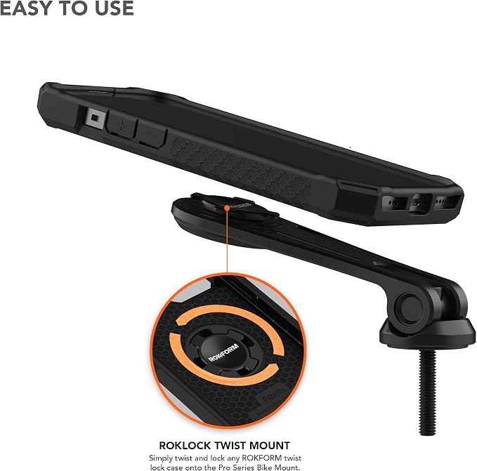 Rokform - Bike Mount, Adjustable Bicycle Phone Holder Fits Any Road or Mountain Bike with 1-1/8" Threadless Steer Tube, Compatible with Rokform Twist Lock Cases and Accessories (Black)