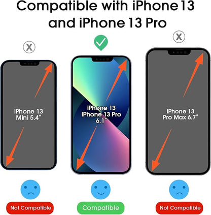 amFilm Screen Protector OneTouch Compatible with iPhone 13, iPhone 13 Pro (6.1", 2021) Tempered Glass and Camera Lens Protector, Edge to Edge Full Coverage Easy Installation Kit, Plastic, 2+2 Pack