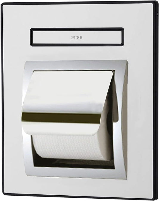 KAISERAUM Recessed Toilet Paper Holder with Pop-Out Shelf, Tissue Paper Roll Holder with Anti-Drop Phone Tray, SUS304 Stainless Steel, Chrome, GP-014TC, Max Toilet Paper Roll Size (4.13x5.5 inches)
