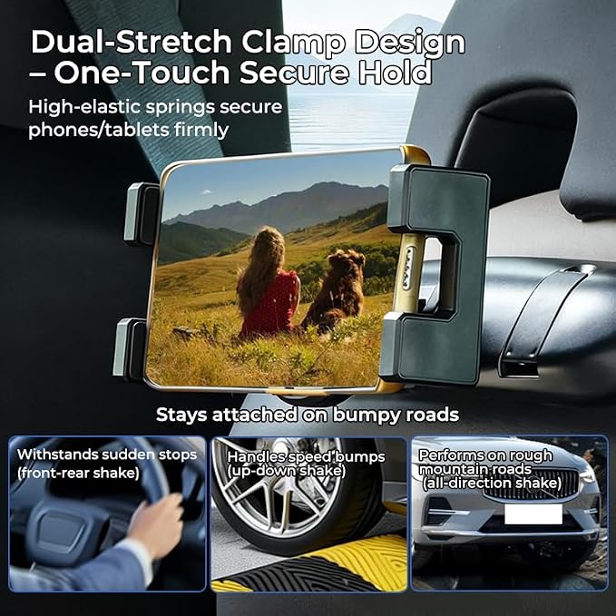 Car Tablet Holder with Hooks for Volvo XC90 XC60 S60 S90 V60 V90 Accessories, Car Headrest Mount Holder Compatible with iPad Pro Air Mini, Galaxy Tabs, 4.7-12.9 Inch Phones & Tablets, Black
