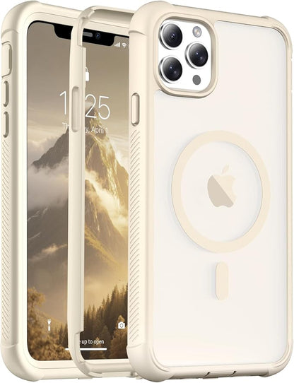 jaroco Magnetic for iPhone 11 Case, [Compatible with MagSafe][Military Grade Drop Protection][Heavy Duty Protection][Non-Slip][Shockproof] 2-Layer Durable Bumper Phone Case 6.1''-Antique White