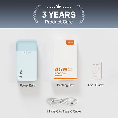 J2621 Power Bank Portable Charger 20000mAh 45W, PD3.0 QC 4.0 Fast Charging Battery Pack with LED Display,2 USB-C,2 USB-A for iPhone 15 16, MacBook