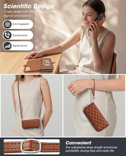 OCASE for Samsung Galaxy S26 Ultra Crossbody Detachable Wallet Case, PU Leather Handbag Phone Purse with Zipper Closure, Card Slots & RFID Blocking, Wrist Strap, Lanyard, Kickstand, Brown