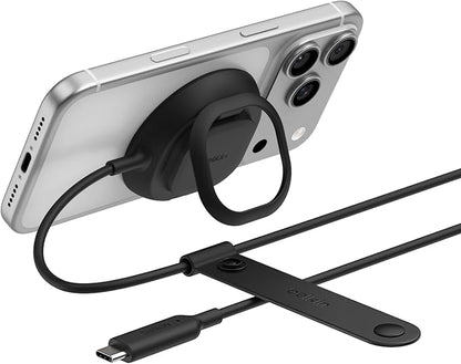 Belkin MagSafe Charger, Magnetic iPhone Charger w/ Qi2 25W, Fast Wireless Charging Pad w/Kickstand for iPhone 17 Series, Samsung Galaxy, Pixel 10, AirPods Pro, Travel - No Power Adapter, Black