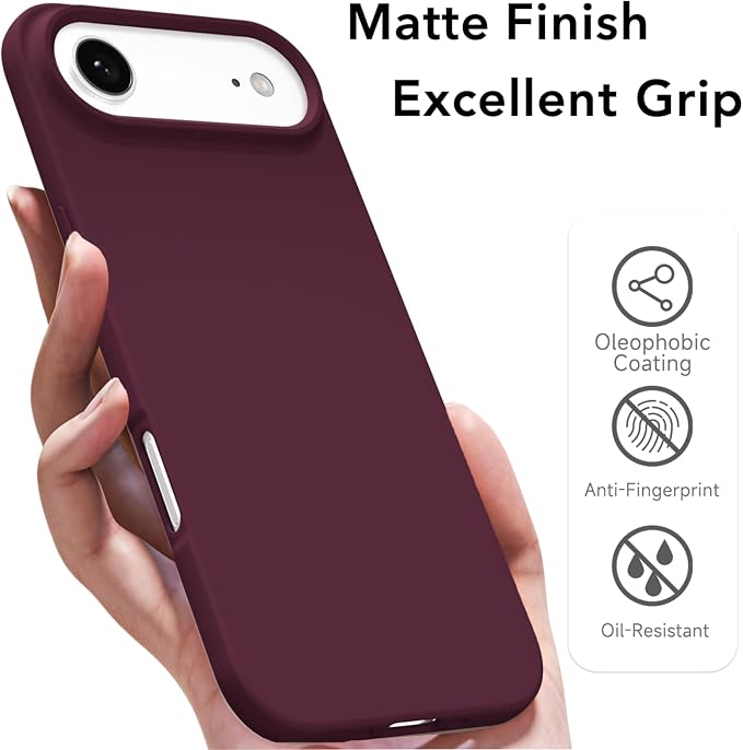for iPhone 17 Air Case Silicone Compatible with Magsafe Case, Ultra Slim Thin Magnetic Phone Cases Mag Safe, Cute Soft Rubber Gel Matte Plain Wireless Charging Cover for Women, Burgundy Maroon