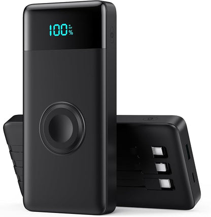 Portable Charger 10800mAh QC4.0+PD 25W Fast Charging USB C Power Bank,6 Outputs LCD Display Travel Battery Pack Compatible with iPhone 16/15/14/13, Android etc
