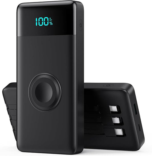 Portable Charger 10800mAh QC4.0+PD 25W Fast Charging USB C Power Bank,6 Outputs LCD Display Travel Battery Pack Compatible with iPhone 16/15/14/13, Android etc