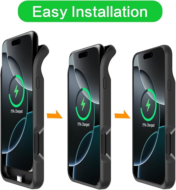 Battery Case for iPhone 16 Pro, Upgraded 10000mAh Rechargeable Portable Charging Case with Wireless Charging Compatible for iPhone 16 Pro (6.3 inch) with Carplay Battery Pack Charger Case (Black)
