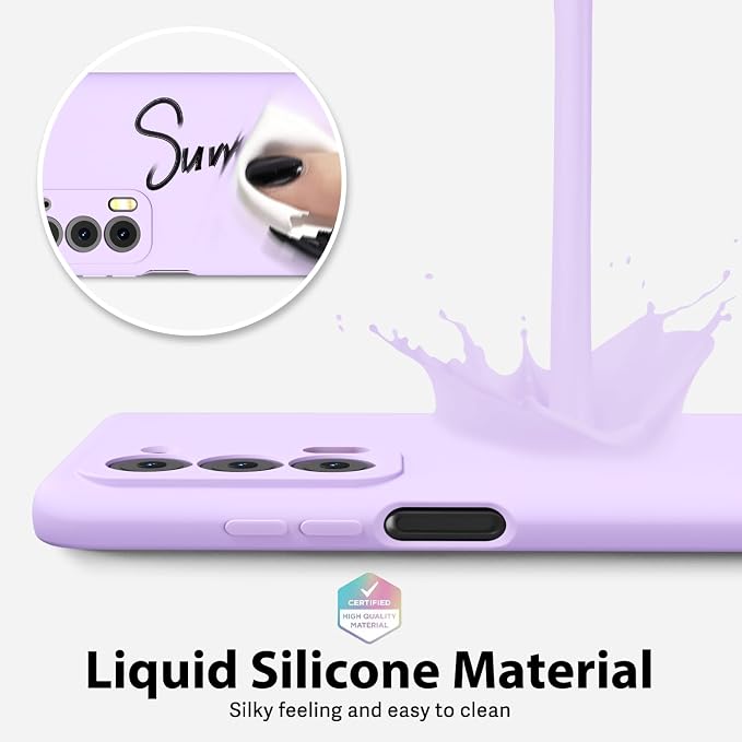 oakxco for Motorola Moto Edge 2021/Edge 2021 5G UW Phone Case Liquid Silicone, Thin Slim Soft Rubber Gel TPU Plain Simple Cover for Women, Matte Solid Color, Lilac Light Purple Lavender Wine