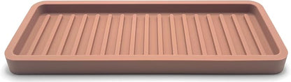 Happitasa Silicone Kitchen Sink Organizer Tray, Sponge Holder and Countertop Protector | Bathroom and Kitchen Soap Dish and Dispenser Tray (Mocha, 9"x3.5", 5.6 Ounces)