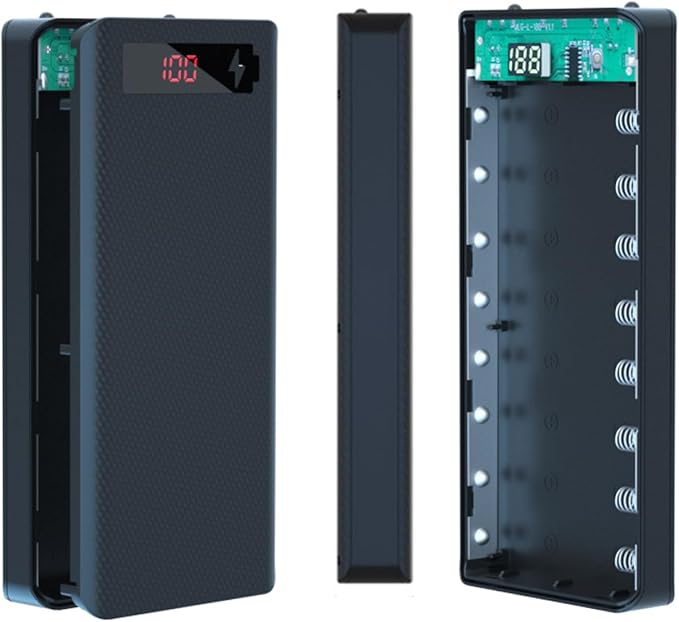 5V-2.1A Power 18650 Holder Organizer Batteries Box for Electronic DIY Holder DIY Bank Holder Case (Black-Regular Version) (Black)