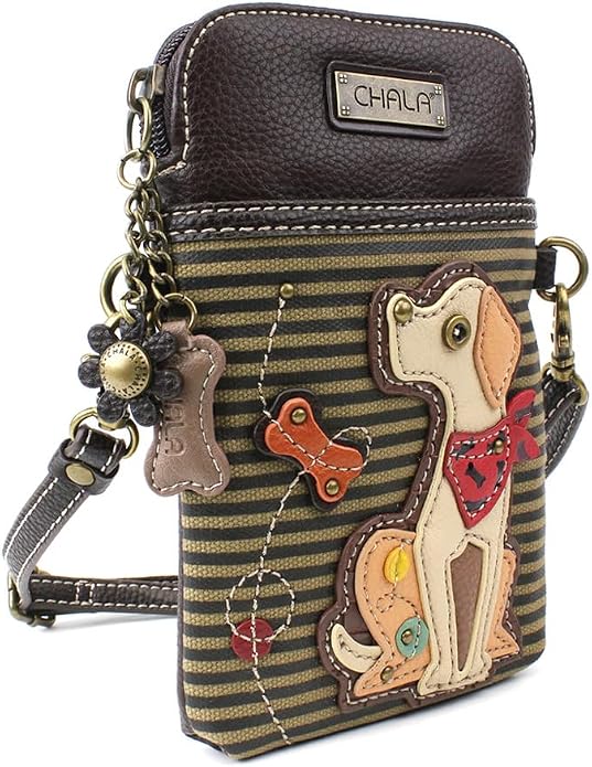 CHALA Dog Collection Cell Phone Crossbody Purse-Women PU Leather/Canvas Multicolor Handbag with Adjustable Strap