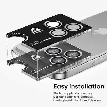 FLOLAB NanoArmour Anti-Reflective for iPhone 17 Pro Max/iPhone 17 Pro Camera Lens Protector - Durable Tempered Glass with Aluminum Ring, TruColors, Ultra Clear, Easy Install - Silver