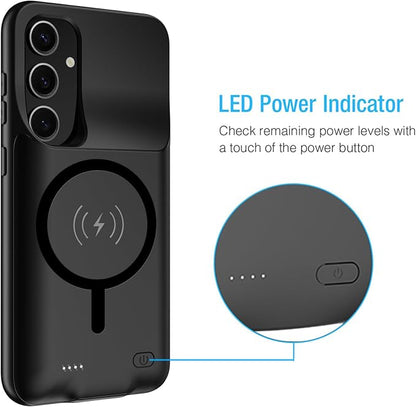 Battery Case for Galaxy S24 Plus, Upgraded 12000mAh Portable Protective Wireless Charging Case Compatible with Galaxy S24 Plus 5G (6.7 inch) Rechargeable Extended Battery Pack Charger Case (Black)