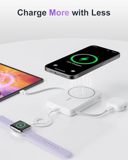 Magnetic Power Bank, 10,000mAh Wireless Portable Charger for Mag-Safe 15W Fast Charging, Battery Pack with USB-C Cable 20W in/Out for iPhone Air/17/16/15/14/13/12/Plus/Pro/Pro Max, AirPods & More
