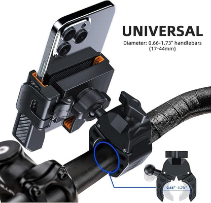 Bike Phone Mount, Bike Bicycle Mount Handlebar Cell Phone Clamp Ebike Scooter Holder Clip for iPhone 16 Pro Max/Plus, 15 Pro Max, S10, S20, More 4.7" to 6.8" Smartphones