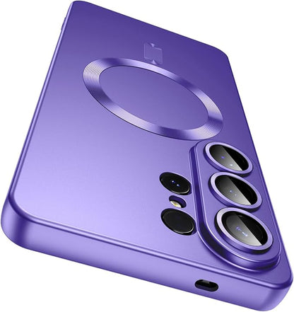 Magnetic for Samsung Galaxy S26 Ultra Case [Compatible with MagSafe][Built-in Camera Lens Protector] Slim Soft Silicone Bumper Shockproof Metallic Luster Phone Case, Purple
